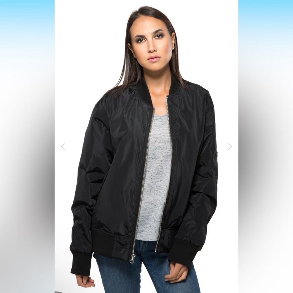 NWOT- Black Bomber Jacket- Unisex Large